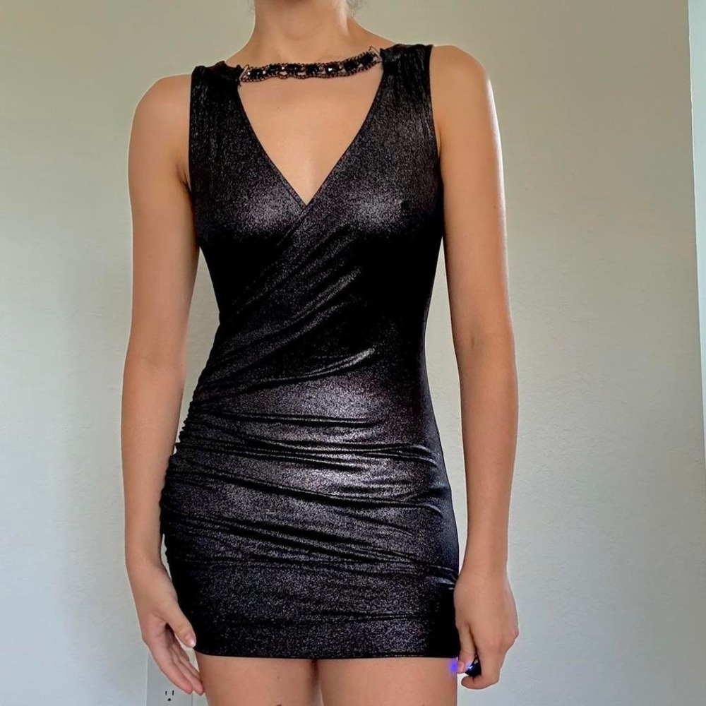 Cache Black Metallic Dress